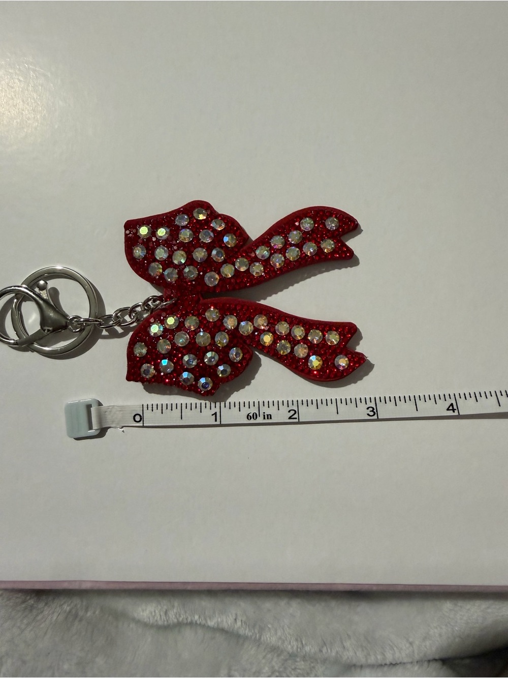 Red Rhinestones Bow/ Key & Card or Purse Charm - Picture 3 of 4